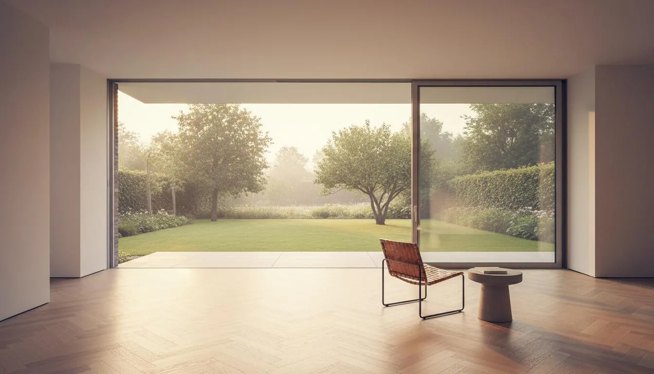 Brede schuifpui van een tuinkamer naar de tuin