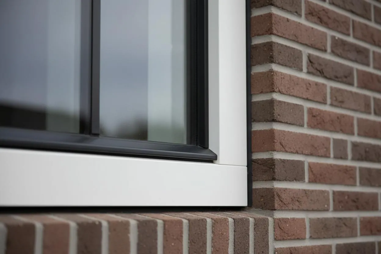 Detail van een kunststof kozijnprofiel