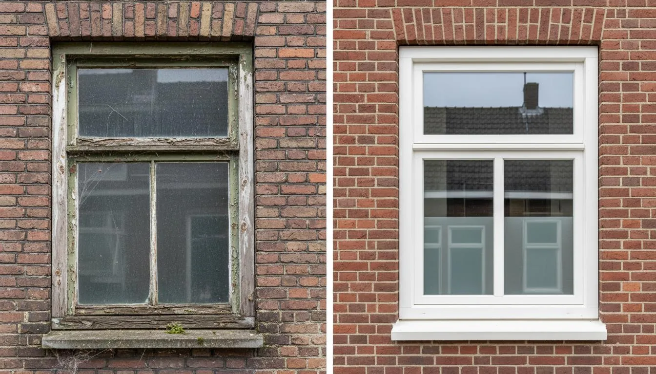 Onderhoudsvrije kunststof kozijnen voor en na